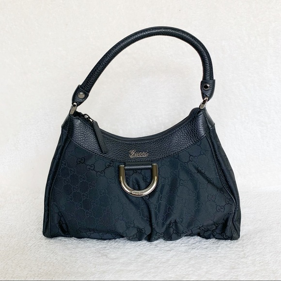 NWT Authentic Gucci Nylon GG D Ring Hobo Bag Black - Picture 1 of 7